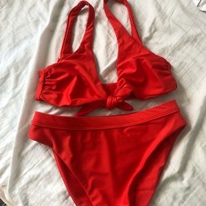 Sara swim Red High Waisted Bikini size Small